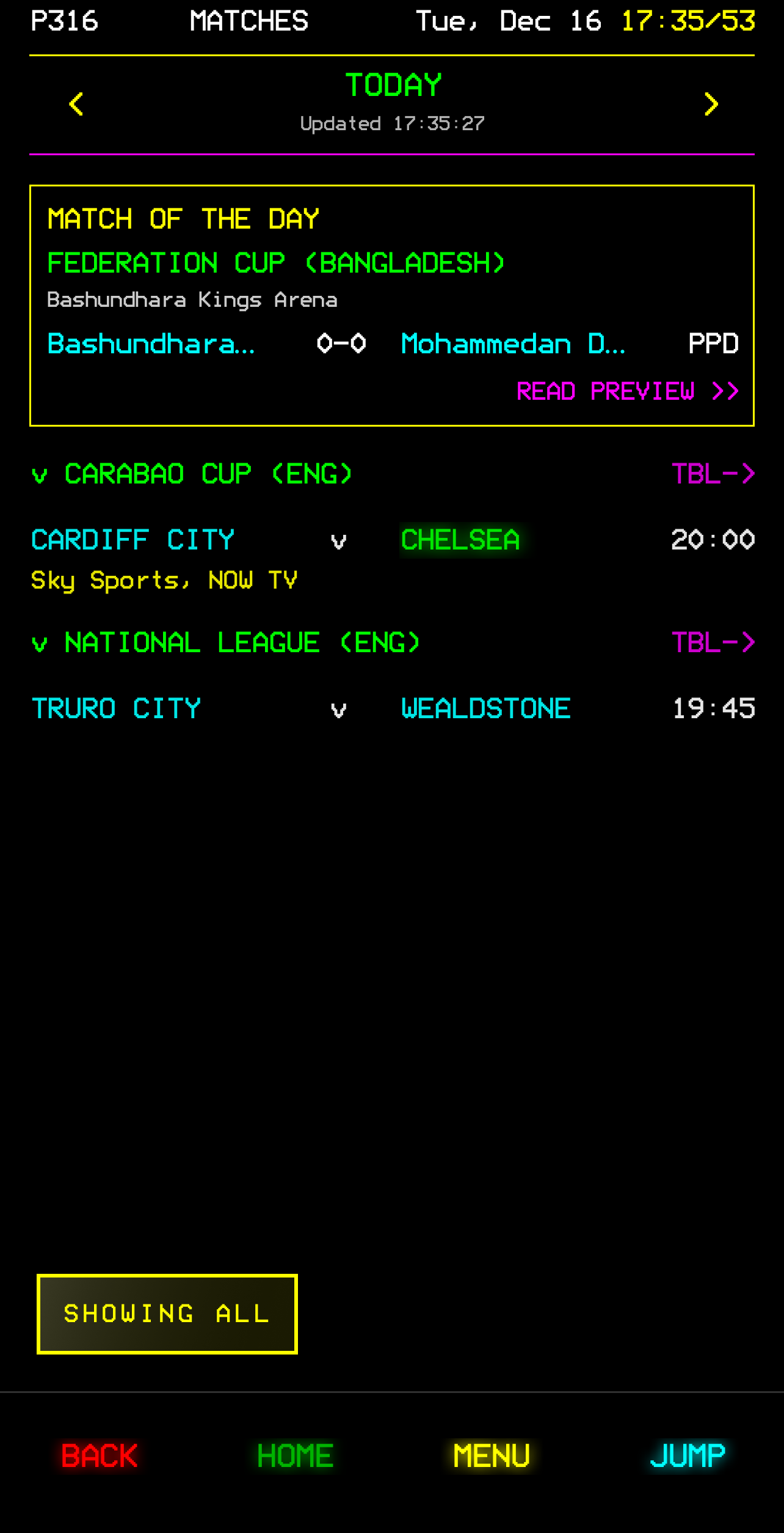 QFAX matches - scores without betting odds